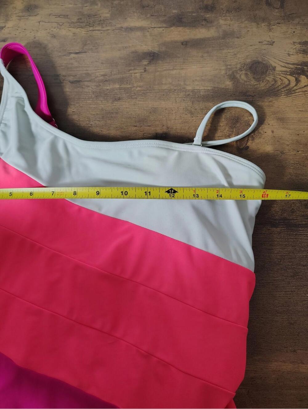 Women's bathing suit Swim One Piece colorblock pink white Sz XL Beach Vacation - Picture 4 of 6